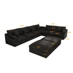 Großes Ecksofa aus Leinen für das Wohnzimmer-Set