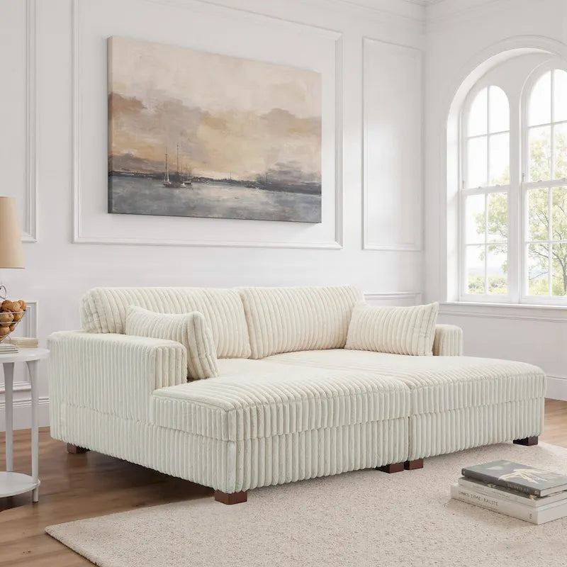 Sophia 84 W Plüsch Cord Samt Recamiere Modulsofa