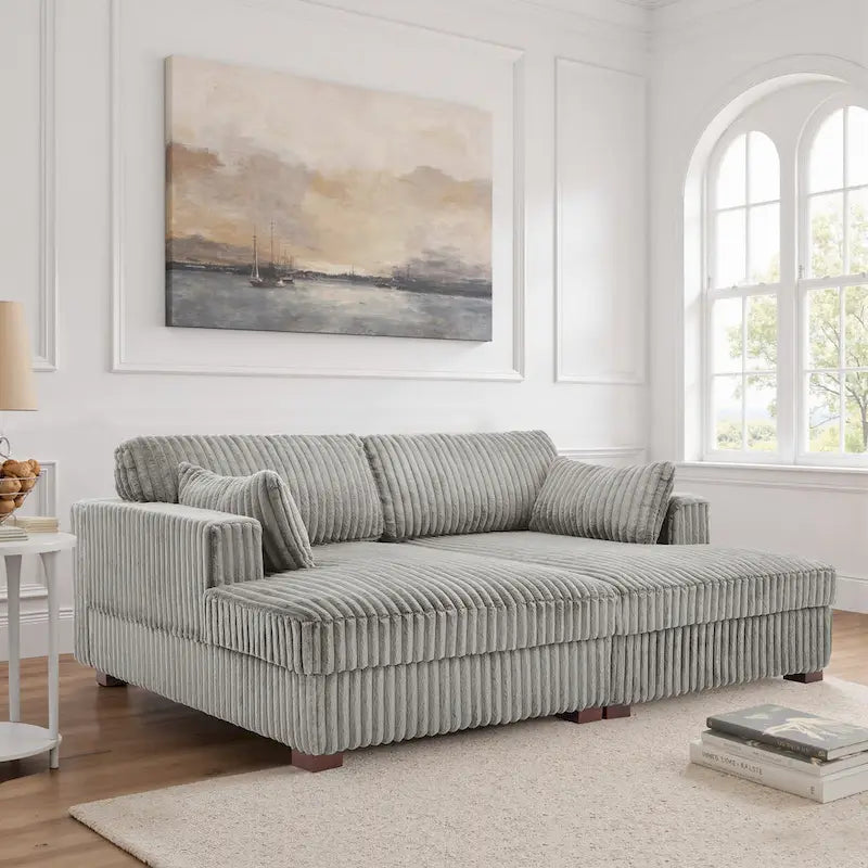 Sophia 84 W Plüsch Cord Samt Recamiere Modulsofa