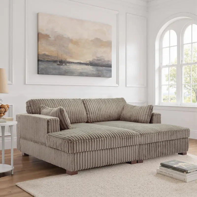 Sophia 84 W Plüsch Cord Samt Recamiere Modulsofa