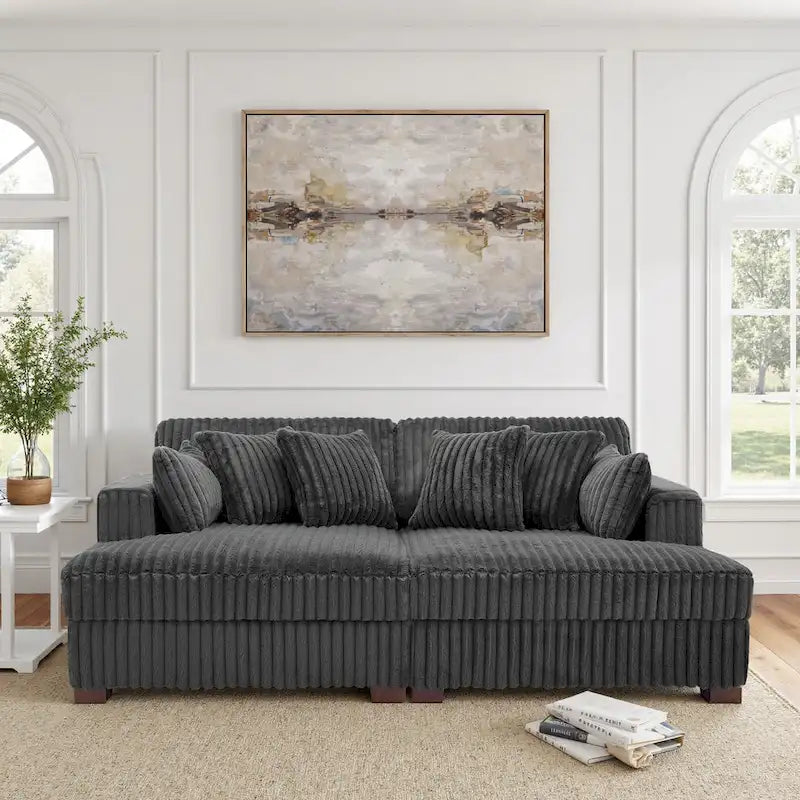Sophia 84 W Plüsch Cord Samt Recamiere Modulsofa