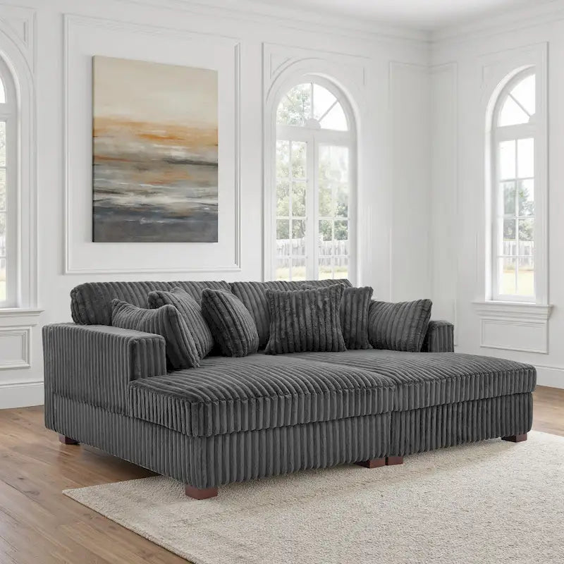 Sophia 84 W Plüsch Cord Samt Recamiere Modulsofa