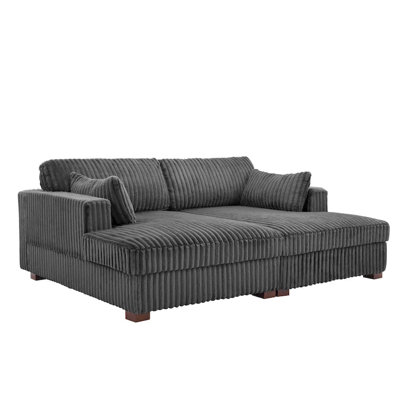 Sophia 84 W Plüsch Cord Samt Recamiere Modulsofa
