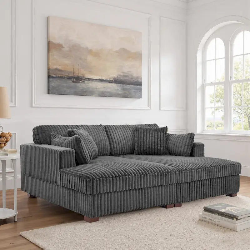 Sophia 84 W Plüsch Cord Samt Recamiere Modulsofa
