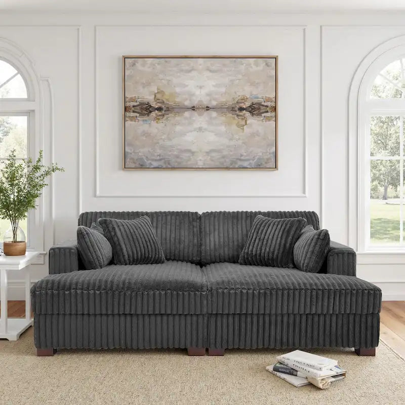Sophia 84 W Plüsch Cord Samt Recamiere Modulsofa