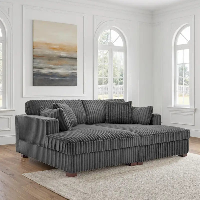 Sophia 84 W Plüsch Cord Samt Recamiere Modulsofa