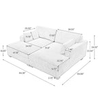 Sophia 84 W Plüsch Cord Samt Recamiere Modulsofa