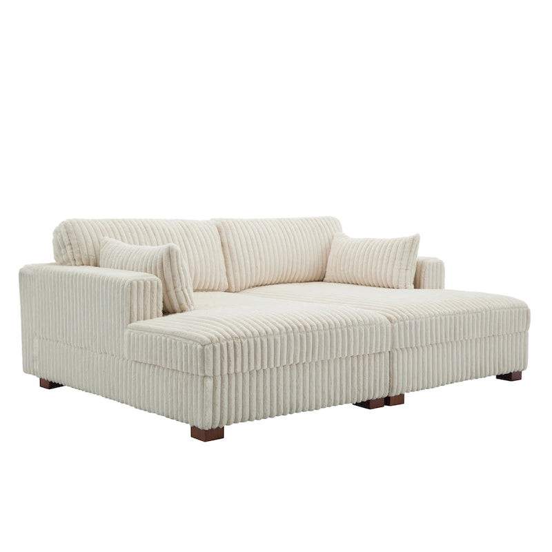 Sophia 84 W Plüsch Cord Samt Recamiere Modulsofa