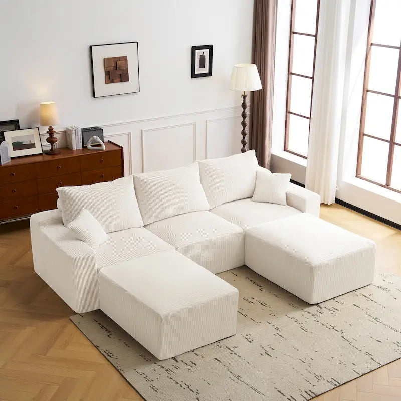 GDFStudio - Olivia Morgan Ultraweiches, modulares 110-Zoll L-förmiges Wolkensofa ohne Montage, voller Kompressionskomfort