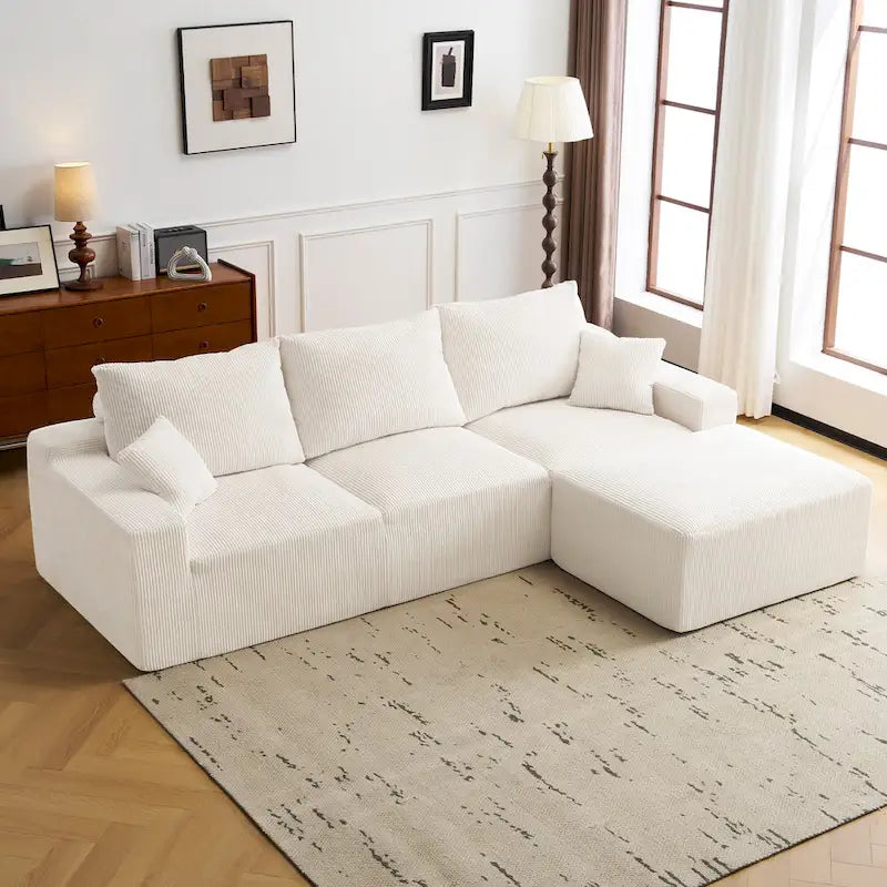 GDFStudio - Olivia Morgan Ultraweiches, modulares 110-Zoll L-förmiges Wolkensofa ohne Montage, voller Kompressionskomfort