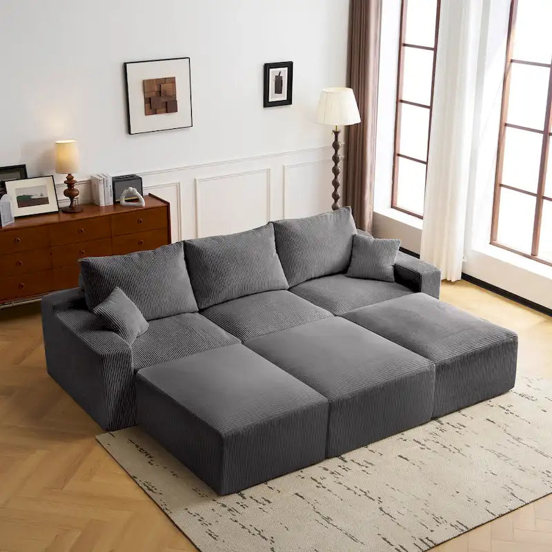 GDFStudio - Olivia Morgan Ultraweiches, modulares 110-Zoll L-förmiges Wolkensofa ohne Montage, voller Kompressionskomfort