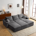 GDFStudio - Olivia Morgan Ultraweiches, modulares 110-Zoll L-förmiges Wolkensofa ohne Montage, voller Kompressionskomfort