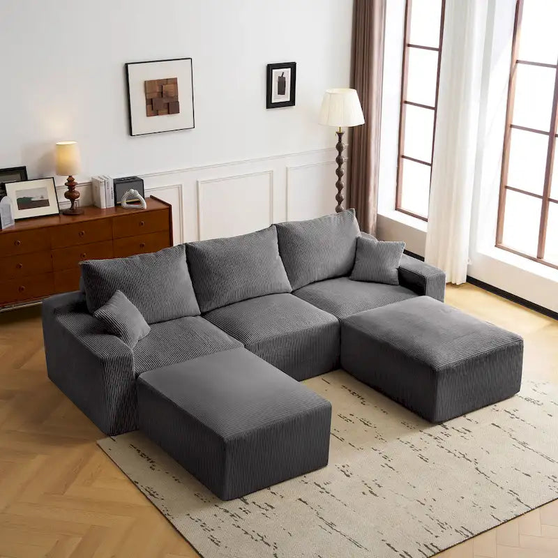 GDFStudio - Olivia Morgan Ultraweiches, modulares 110-Zoll L-förmiges Wolkensofa ohne Montage, voller Kompressionskomfort