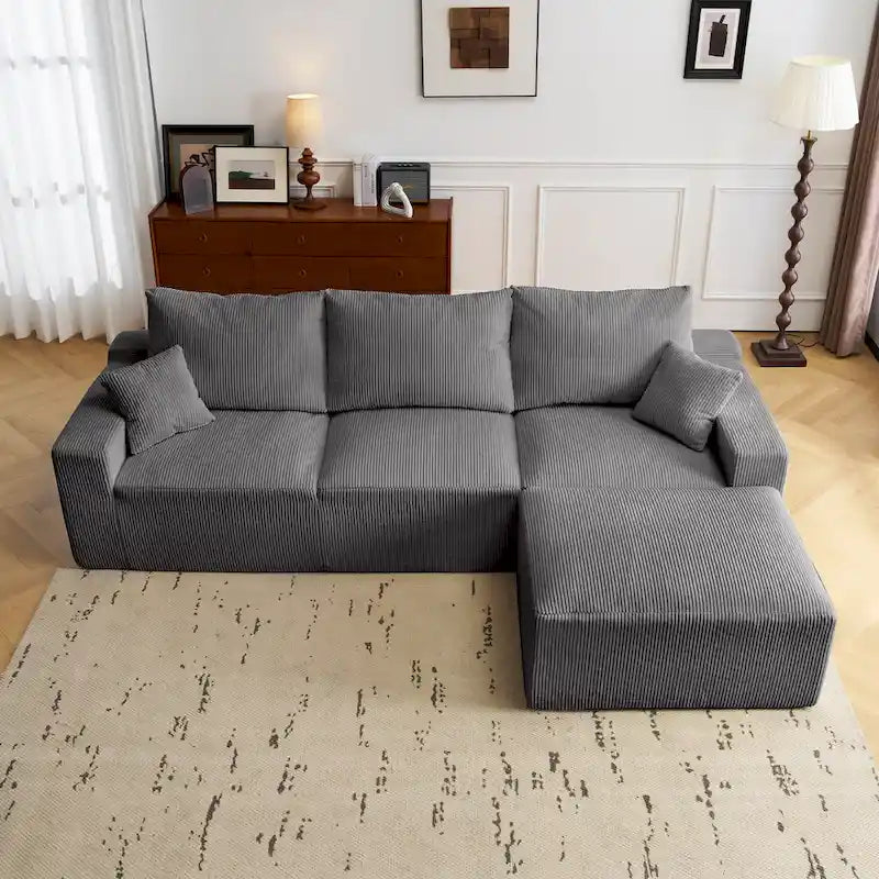 GDFStudio - Olivia Morgan Ultraweiches, modulares 110-Zoll L-förmiges Wolkensofa ohne Montage, voller Kompressionskomfort
