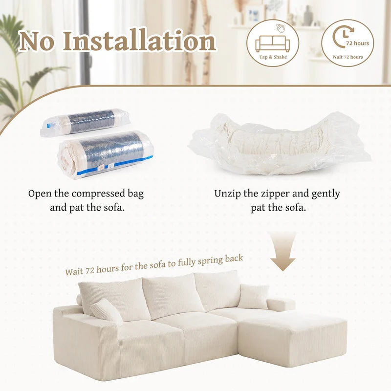 GDFStudio - Olivia Morgan Ultraweiches, modulares 110-Zoll L-förmiges Wolkensofa ohne Montage, voller Kompressionskomfort