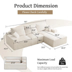 GDFStudio - Olivia Morgan Ultraweiches, modulares 110-Zoll L-förmiges Wolkensofa ohne Montage, voller Kompressionskomfort