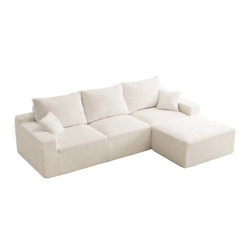 GDFStudio - Olivia Morgan Ultraweiches, modulares 110-Zoll L-förmiges Wolkensofa ohne Montage, voller Kompressionskomfort