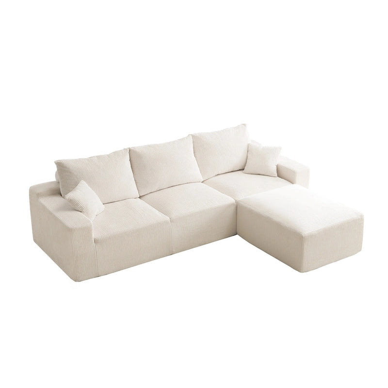 GDFStudio - Olivia Morgan Ultraweiches, modulares 110-Zoll L-förmiges Wolkensofa ohne Montage, voller Kompressionskomfort