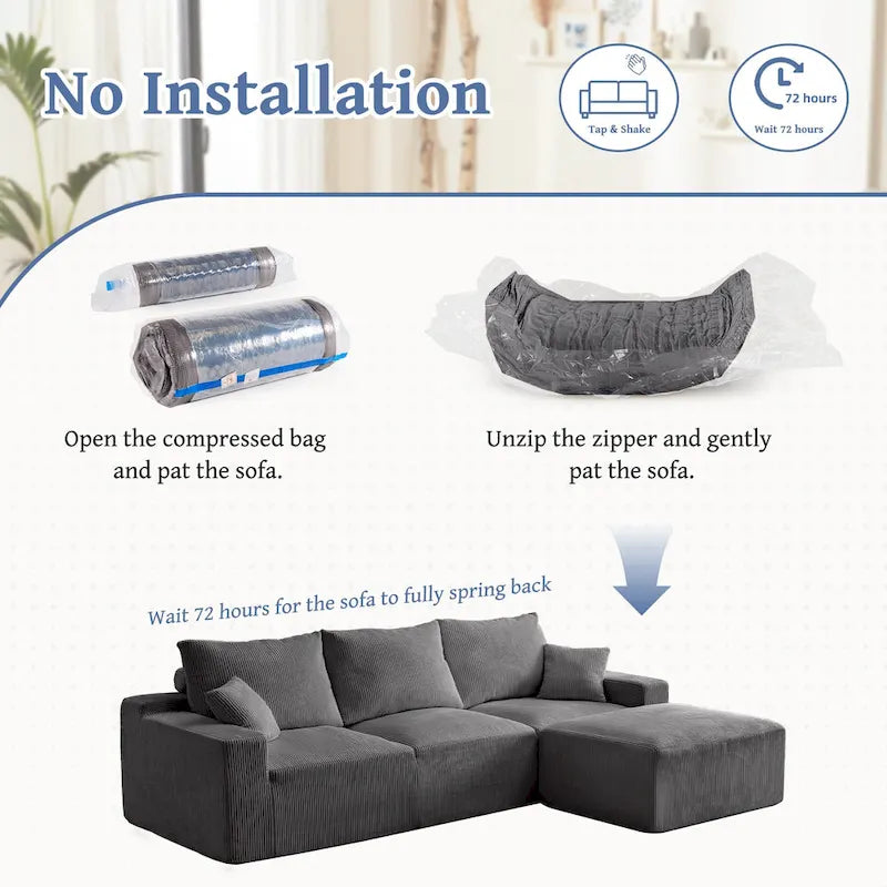 GDFStudio - Olivia Morgan Ultraweiches, modulares 110-Zoll L-förmiges Wolkensofa ohne Montage, voller Kompressionskomfort