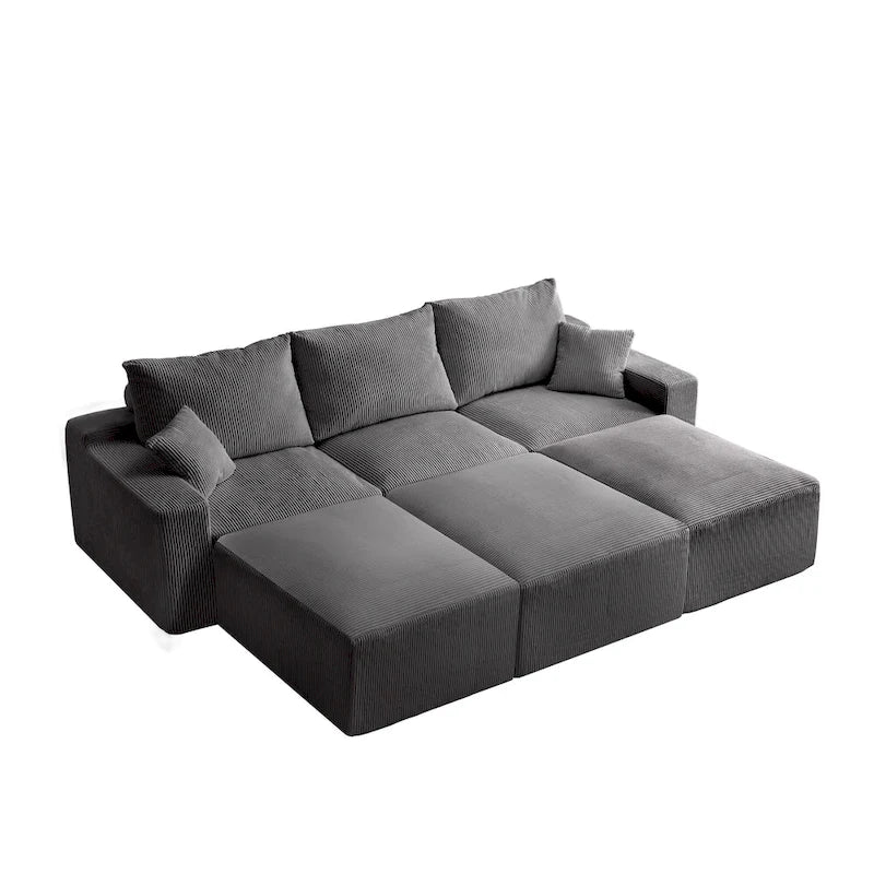 GDFStudio - Olivia Morgan Ultraweiches, modulares 110-Zoll L-förmiges Wolkensofa ohne Montage, voller Kompressionskomfort