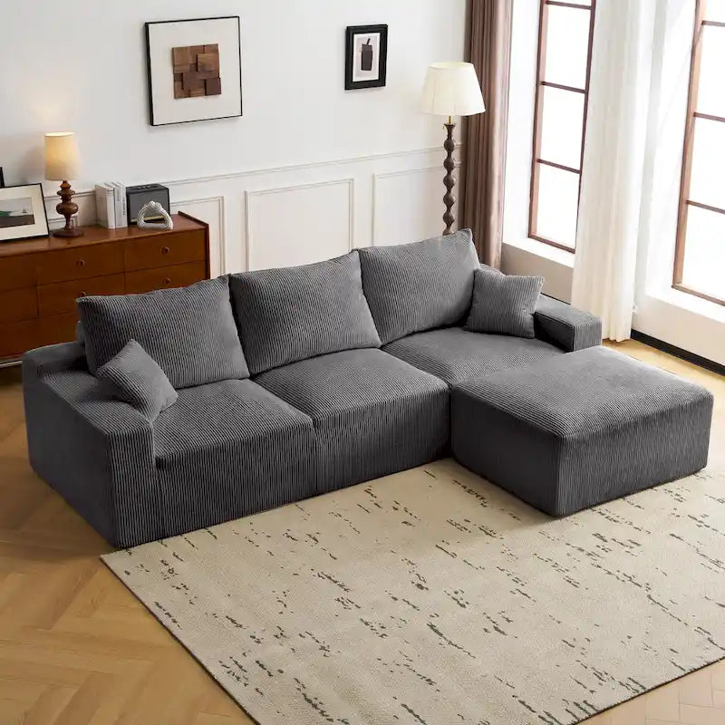 GDFStudio - Olivia Morgan Ultraweiches, modulares 110-Zoll L-förmiges Wolkensofa ohne Montage, voller Kompressionskomfort