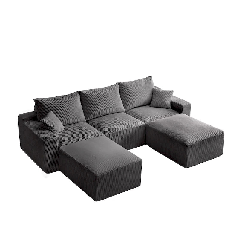 GDFStudio - Olivia Morgan Ultraweiches, modulares 110-Zoll L-förmiges Wolkensofa ohne Montage, voller Kompressionskomfort