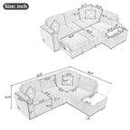 Ausziehbares Schlafsofa, L-förmiges Ecksofa mit Nagelbesatz, Lounge-Sofa mit Stauraum-Ottomane und USB-Anschlüssen, Getränkehalter, Schwarz