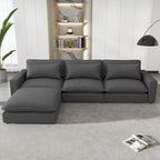 Schnittsofa Cloud Sofa, Chenille Polster-Sofa Couch mit beweglichem Ottomanen, Ladeanschlüssen und 3 Rückenkissen