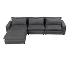 Schnittsofa Cloud Sofa, Chenille Polster-Sofa Couch mit beweglichem Ottomanen, Ladeanschlüssen und 3 Rückenkissen