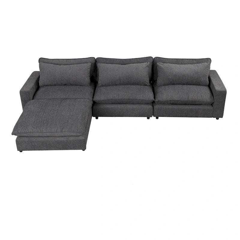 Schnittsofa Cloud Sofa, Chenille Polster-Sofa Couch mit beweglichem Ottomanen, Ladeanschlüssen und 3 Rückenkissen