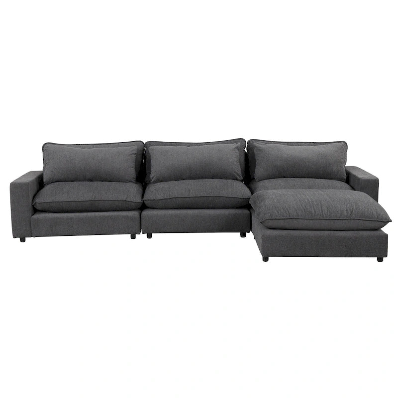 Schnittsofa Cloud Sofa, Chenille Polster-Sofa Couch mit beweglichem Ottomanen, Ladeanschlüssen und 3 Rückenkissen