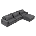 Schnittsofa Cloud Sofa, Chenille Polster-Sofa Couch mit beweglichem Ottomanen, Ladeanschlüssen und 3 Rückenkissen