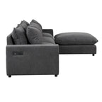 Schnittsofa Cloud Sofa, Chenille Polster-Sofa Couch mit beweglichem Ottomanen, Ladeanschlüssen und 3 Rückenkissen