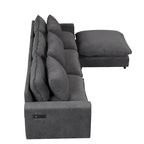 Schnittsofa Cloud Sofa, Chenille Polster-Sofa Couch mit beweglichem Ottomanen, Ladeanschlüssen und 3 Rückenkissen
