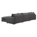 Schnittsofa Cloud Sofa, Chenille Polster-Sofa Couch mit beweglichem Ottomanen, Ladeanschlüssen und 3 Rückenkissen