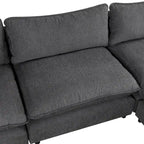 Schnittsofa Cloud Sofa, Chenille Polster-Sofa Couch mit beweglichem Ottomanen, Ladeanschlüssen und 3 Rückenkissen