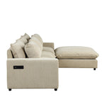 Schnittsofa Cloud Sofa, Chenille Polster-Sofa Couch mit beweglichem Ottomanen, Ladeanschlüssen und 3 Rückenkissen