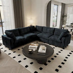 Modulares Sektionalsofa, umwandelbares V-förmiges Sofa für Wohnzimmer, tiefes Wolkensofa, 5-Sitzer bequemes Modulsofa