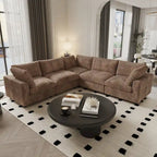 Modulares Sektionalsofa, umwandelbares V-förmiges Sofa für Wohnzimmer, tiefes Wolkensofa, 5-Sitzer bequemes Modulsofa