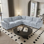 Modulares Sektionalsofa, umwandelbares V-förmiges Sofa für Wohnzimmer, tiefes Wolkensofa, 5-Sitzer bequemes Modulsofa