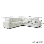 Modulares Sektionalsofa, umwandelbares V-förmiges Sofa für Wohnzimmer, tiefes Wolkensofa, 5-Sitzer bequemes Modulsofa