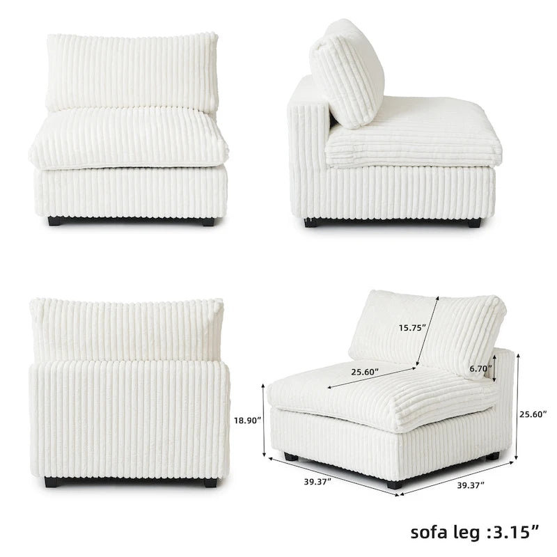 Modulares Sektionalsofa, umwandelbares V-förmiges Sofa für Wohnzimmer, tiefes Wolkensofa, 5-Sitzer bequemes Modulsofa