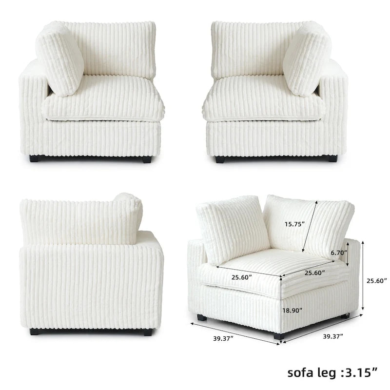 Modulares Sektionalsofa, umwandelbares V-förmiges Sofa für Wohnzimmer, tiefes Wolkensofa, 5-Sitzer bequemes Modulsofa