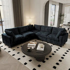 Modulares Sektionalsofa, umwandelbares V-förmiges Sofa für Wohnzimmer, tiefes Wolkensofa, 5-Sitzer bequemes Modulsofa