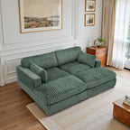 82 Zoll breites modulares Schnittsofa aus Plüsch-Kordsamt mit Récamiere