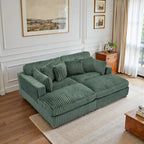 82 Zoll breites modulares Schnittsofa aus Plüsch-Kordsamt mit Récamiere