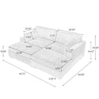 82 Zoll breites modulares Schnittsofa aus Plüsch-Kordsamt mit Récamiere