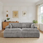 82 Zoll breites modulares Schnittsofa aus Plüsch-Kordsamt mit Récamiere