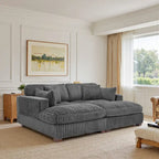 82 Zoll breites modulares Schnittsofa aus Plüsch-Kordsamt mit Récamiere