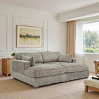 82 Zoll breites modulares Schnittsofa aus Plüsch-Kordsamt mit Récamiere